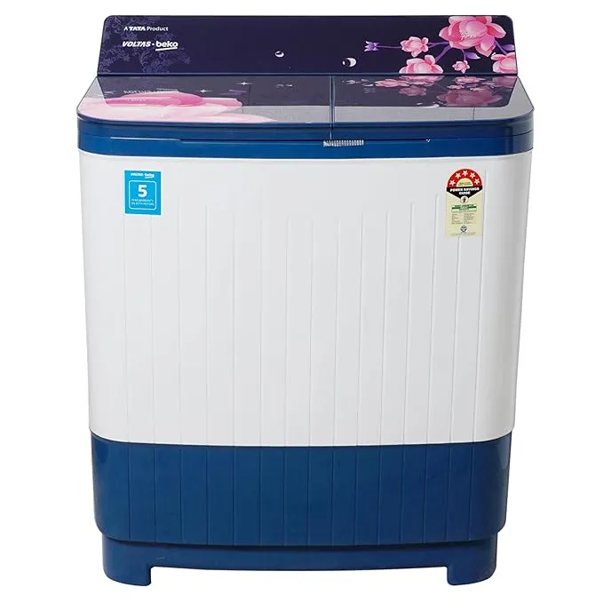 [VOLTAS-WTT80DBLG] Voltas 8kg Semi-Automatic Washing Machine Toughened Glass WTT80DBLG